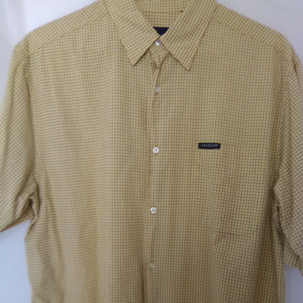 Nautica Men's Short Sleeve Button Down Shirt Color Yellow Plaid Size Lar…